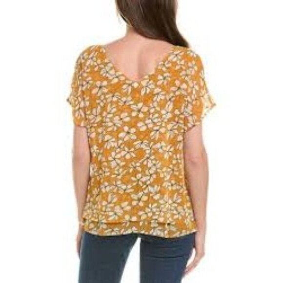 CABI Thrive Chiffon Butterscotch Top Small - Picture 2 of 7
